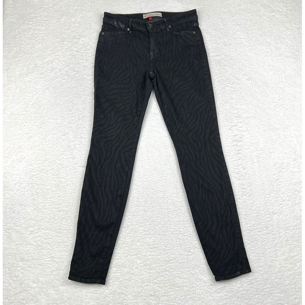 CJ By Cookie Johnson Jeans Womens 28 Black Leopard‎ Print Skinny Pants USA